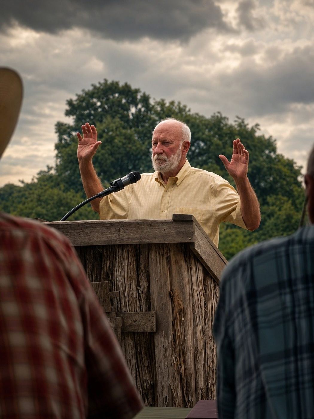 Outdoor message being shared at Camp Calvary