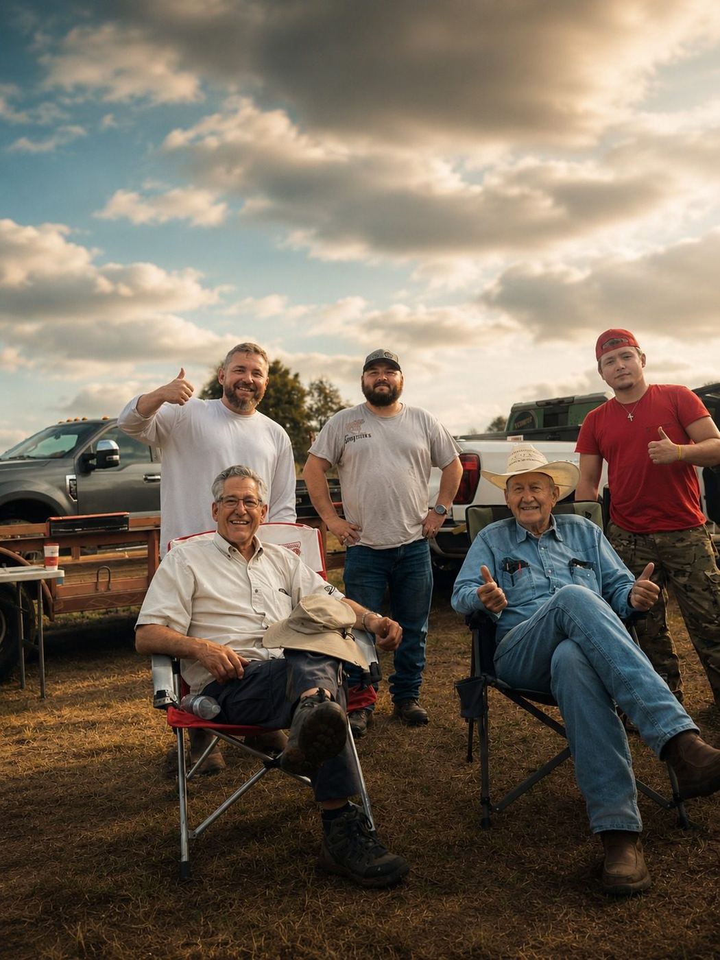 Men from several generations gathering outdoors together