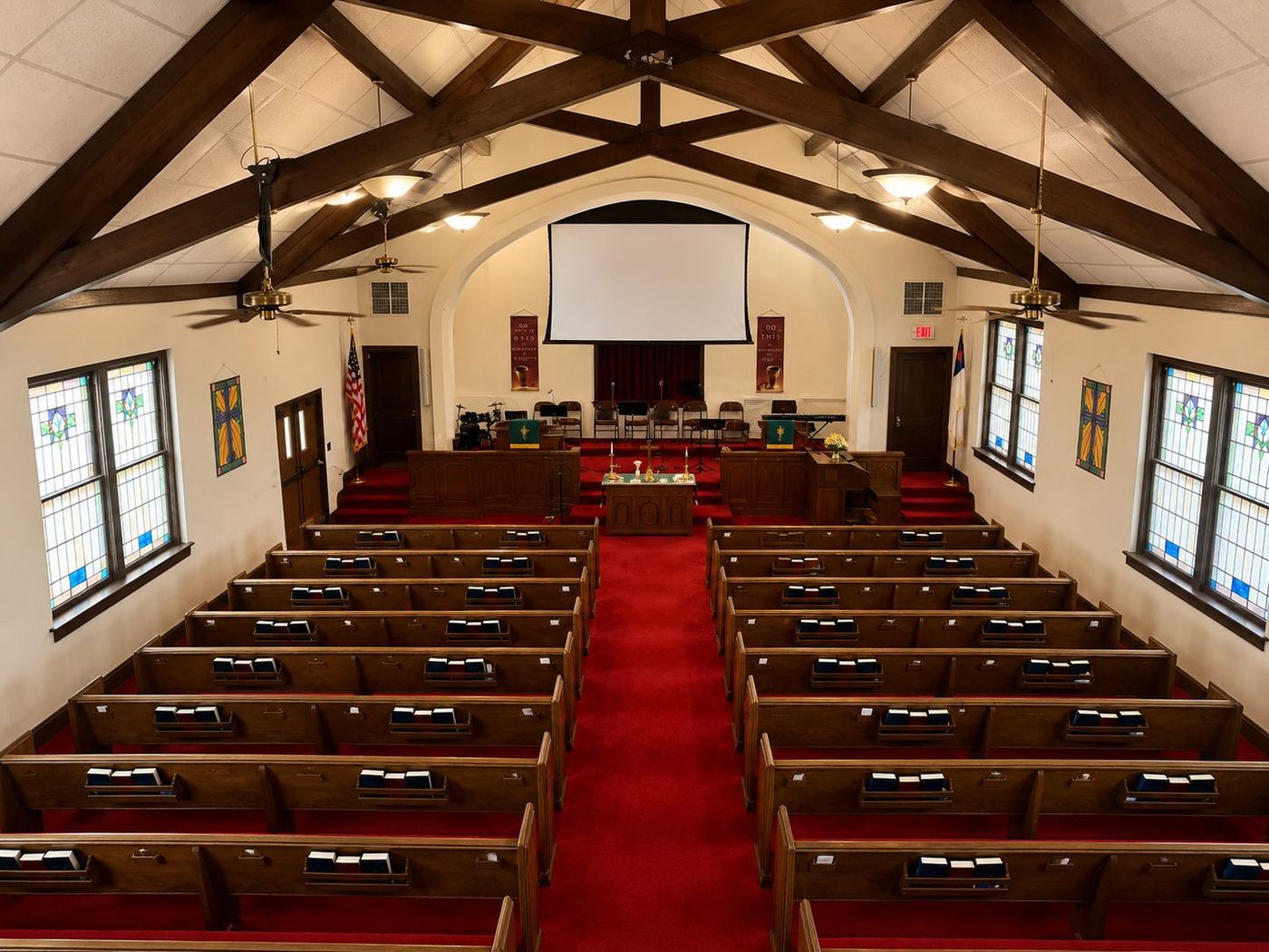 FCC sanctuary looking toward the communion table